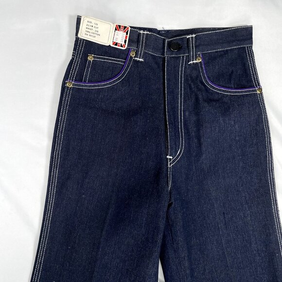 NWT Vintage 1970s Longstreet Dark Wash Denim Embroidered Jeans 12S / 23.5" - 24" - Picture 4 of 16